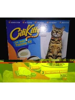 CitiKitty Cat Toilet Training Kit No Litter Box Needed Comes W/Catnip Two Bowl
